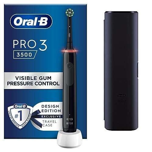 Oral-B Pro 3 Electric Toothbrush with Smart Pressure Sensor, 1 Cross Action Toothbrush Head & Travel Case