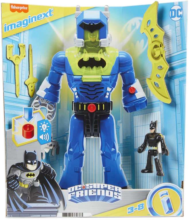 Imaginext DC Super Friends Batman Toys Insider & Exo Suit 12-Inch Robot with Lights & Sounds plus Figure for Ages 3+ Years, HGX98