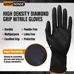 GripSense Black Nitrile Gloves - High Density Diamond Grip - Extra Thick & Super Strong Gloves M Or L(2 X 50 Pack)-Farla Medical Healthcare