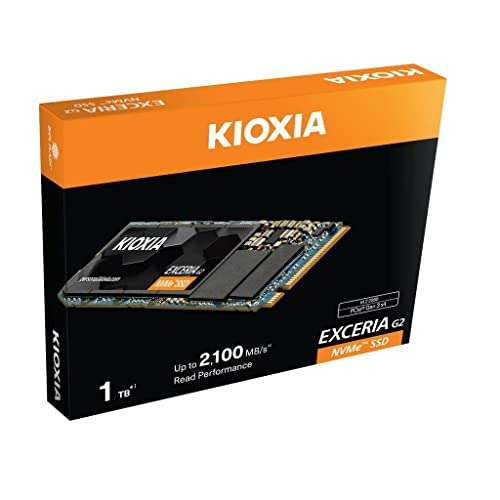 Kioxia EXCERIA G2 NVMe SSD 1TB PCIe/NVMe 1.3 Gen3x4 2100 MB/s M.2 2280 Form Factor 1GB DRAM £58.99 @ Amazon