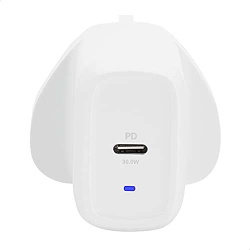 Amazon Basics 30W One-Port GaN USB-C Wall Charger for Tablets and Phones with Power Delivery - White (non-PPS) £12.10 @ Amazon