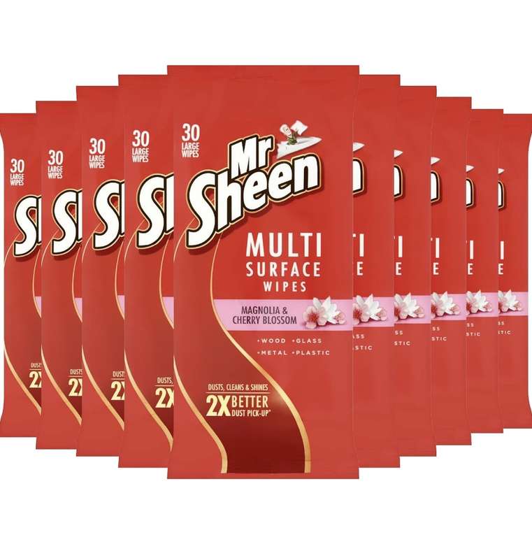 Mr Sheen Multi Surface Wipes, Scent: Magnolia & Cherry (Pack of 10)