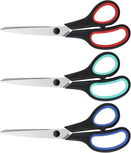 3 Pack 8" Stainless Steel Scissors with Ultra Sharp Blades and Comfort Grip Handles Scissors - Amazon Haul Global (discount at checkout)