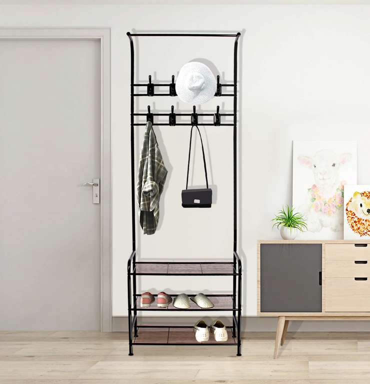 Innotic Coat Rack Stand with Shoe and Removable 16 Hooks Free Standing Sold by SAGEARMONA FBA