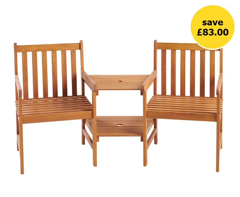 Wilko Eucalyptus Companion Seat garden bench - £83 + £5 delivery @ Wilko