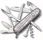 Victorinox Huntsman Swiss Army Pocket Knife Multi Tool, 15 Functions, Silver Transparent