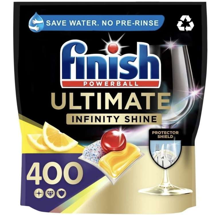4 x 100 Finish Ultimate Infinity Shine Dishwasher Tablets Total 400 Bulk with code sold by official brand outlet (UK Mainland)
