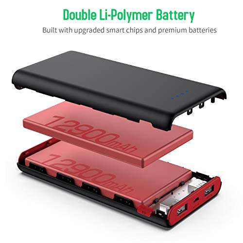 HETP Power Bank, Portable Charger 25800mAh [Newest Black-Red Design] High Capacity Power Banks with 2 USB Ports £18.11 with Voucher @ Amazon