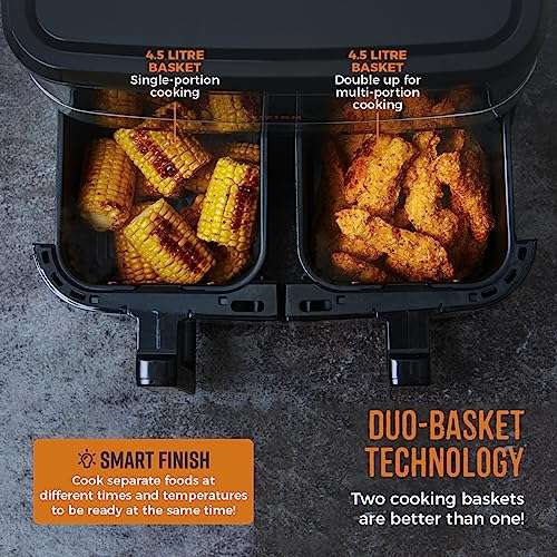 Used like new Tower T17100 Vortx Vizion 9L Dual Basket Air Fryer, Digital control panel, 10 Pre-sets discount at checkout @ Amazon Warehouse