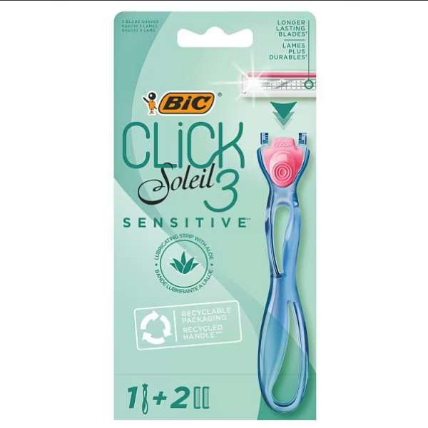 Bic Soleil Click 3 Sensitive Razor Starter Kit 1+2 + Free Click & Collect (Stock at Selected Stores)