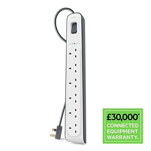 Belkin 6 Way/6 Plug 2m Surge Protection Extension Lead Strip, White £13.99 @ Amazon