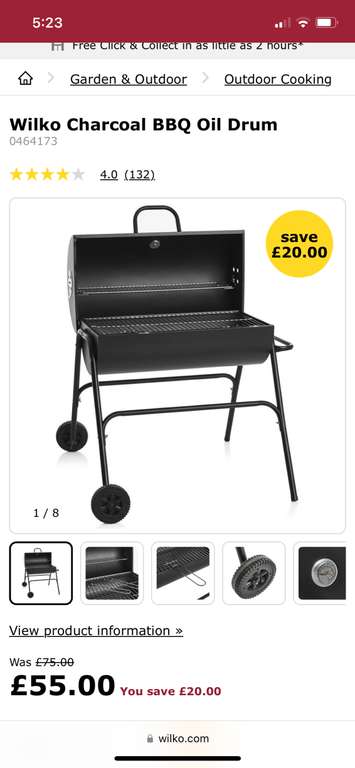 Willis bbq drum £55 with free click and collect @ Wilkos