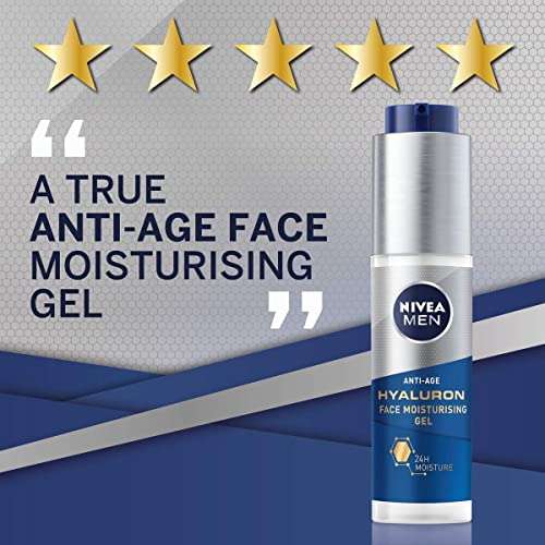 Nivea Men Hyaluron Face Gel (50 ml), Anti Wrinkle Face Moisturiser for Men £6.99 @ Amazon (Prime Exclusive Deal)
