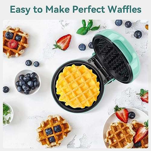 Tiastar Mini Waffle Maker, Waffle Iron with Non Stick Plates
