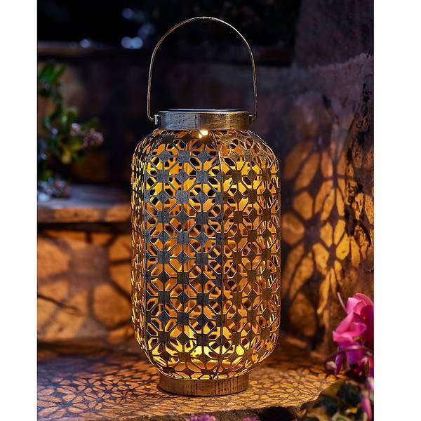 Homebase Edit Antique Gold Solar Moroccan Lantern - 32cm (free collection)