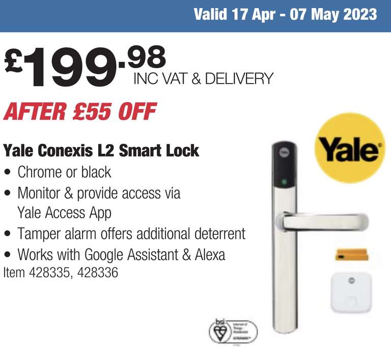 Yale Conexis L2 Smart Lock £199.98 Members Only @ Costco