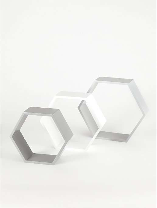 Grey and White Hexagonal Shelves Set of 3 - £3.50 with click & collect @ George (Asda)
