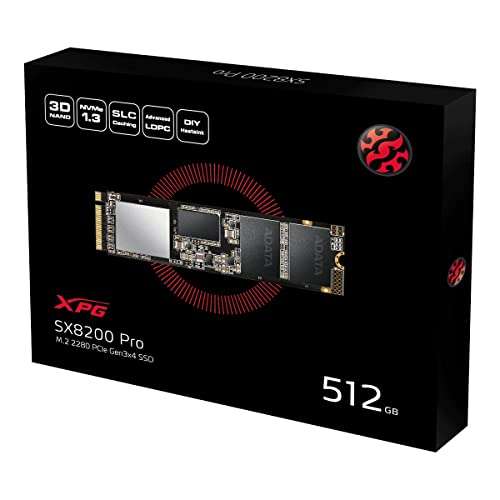 ADATA XPG SX8200 Pro 512GB M.2 Gaming Solid State Drive (SSD), black - £37.49 Delivered