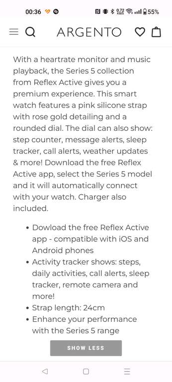 Reflex Active Series 5 Pink Smartwatch