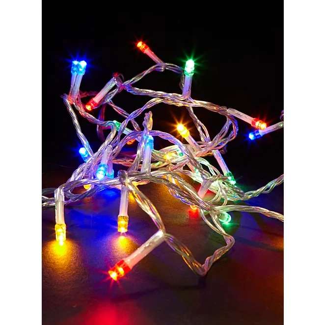 100 Multi-Coloured LED String Lights on Clear Cable (Indoor and outdoor Mains Powered) £2.50 - Free click and collect @ Asda George