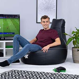 i-eX Elite Gaming Chair, Black, Faux Leather Gamer Bean Bag Chair, Video Gaming Entertainment Chair £50 @ Amazon