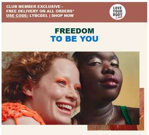 Free standard delivery on all orders, for Club Members @ The Body Shop