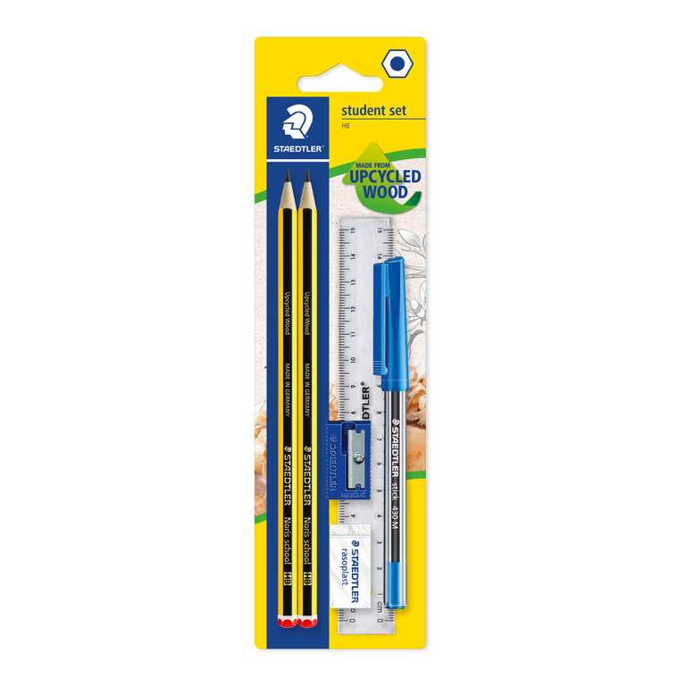 STAEDTLER Student Stationery Set (Pack of 2 Pencils, Blue Pen, Ruler, Eraser Plus Sharpener) £1.80 S&S - Discount at Checkout