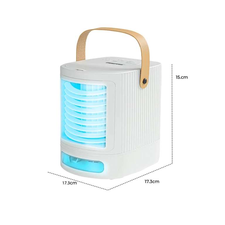 4-in-1 Mini Air Cooler Humidifier Fan with LED Light W/Code