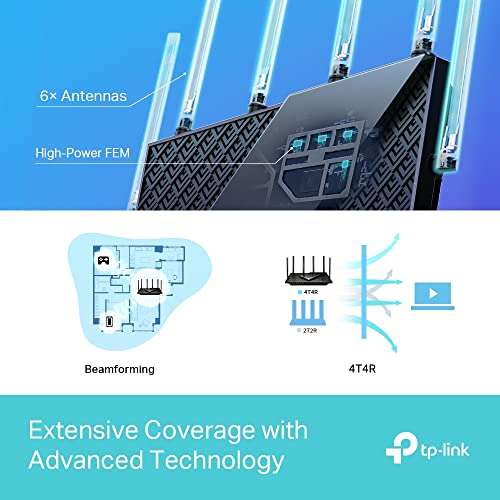 TP-Link Archer AX72 Next-Gen Wi-Fi 6 AX5400 Mbps Gigabit Dual Band Wireless Router, OneMesh Supported £97.99 @ Amazon