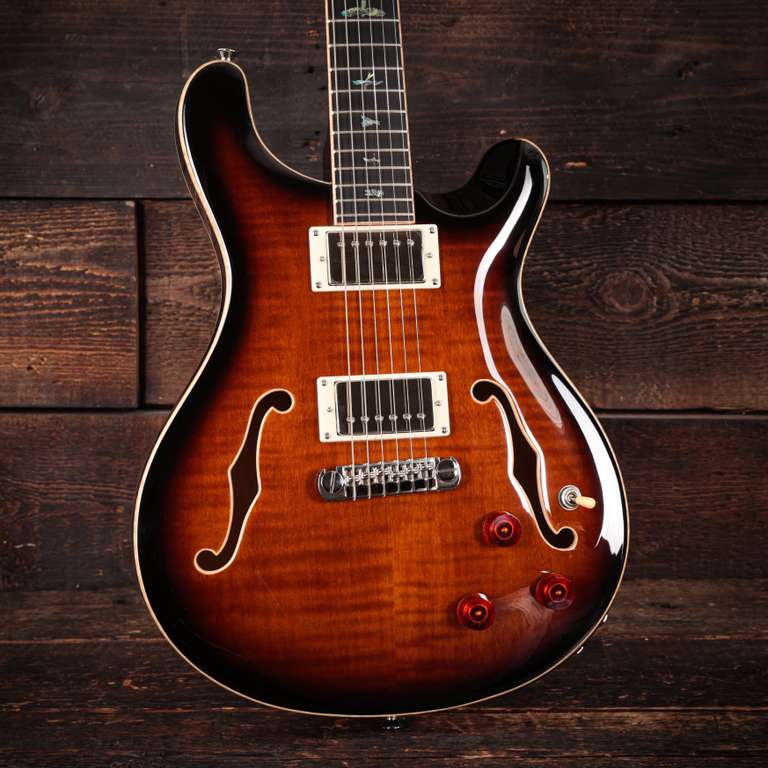 PRS SE Hollowbody II Piezo Electric Guitar in Black Gold Burst