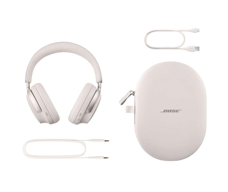 BOSE QuietComfort Ultra Wireless Bluetooth Noise-Cancelling Headphones with Spatial Audio - White