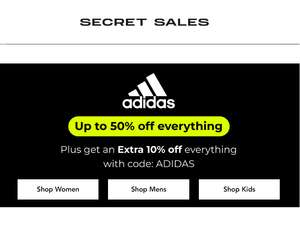 Up to 50% off Adidas plus Extra 10% with code Plus Free Delivery on £50 Spend