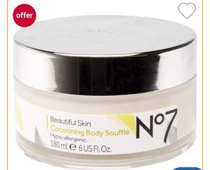 3 x No7 Beautiful Skin Cocooning Body Souffle. Offers stacking. 3 for 2 plus 15% off with code. (£19.83 with student discount)