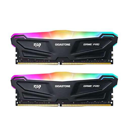 Gigastone Black RGB Game PRO Desktop RAM 16GB (2x8GB) DDR4 16GB DDR4-3200MHz - With Applied Code - Sold by Gigastone Pro / FBA