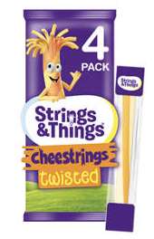 Strings & Things Cheestrings Cheese / twisted / Pizza flavour Snack 4 Pack / cheeseshapes quirkies - £1 @ Asda