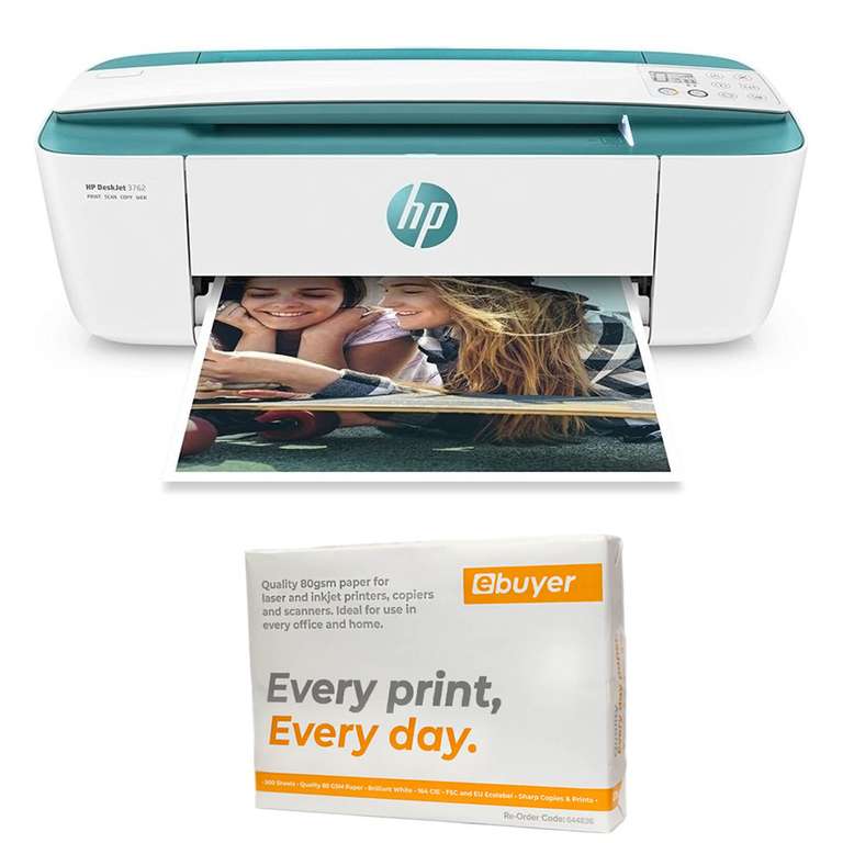 HP DeskJet 3762 All-in-One Wireless Inkjet Printer + 500 Sheets of Paper & 4 Months Instant Ink - £29.99 Delivered @ Ebuyer (UK Mainland)