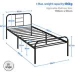 Yaheetech Metal-Framed Bed With High Headboard - £47.69 With Voucher - @ Amazon sold by Yaheetech UK