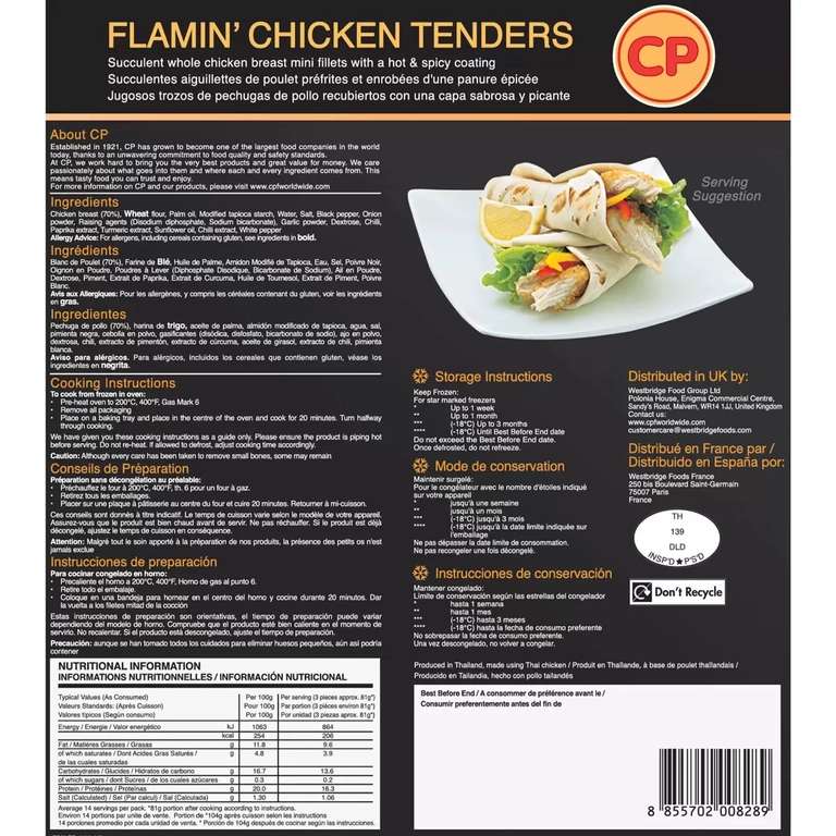 CP Foods Flamin' Chicken Tenders, 1.5kg for £9.39 - Membership Required @ Costco
