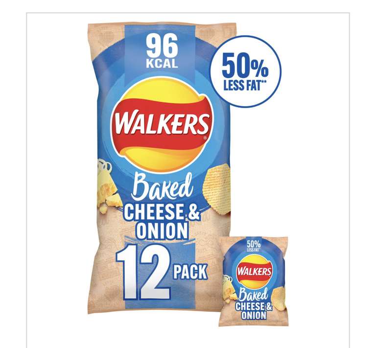 Walkers Baked Ready Salted/Cheese & Onion Multipack Snacks Crisps 12 x 22g found at Asda Walsall