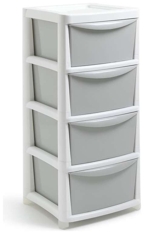 Argos Home 4 Drawer Wide Plastic Drawers - Light Grey + Free Collection