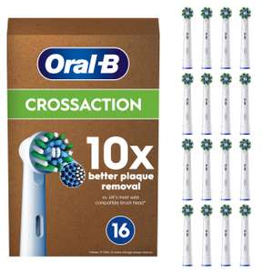 Oral-B Pro Cross Action Electric Toothbrush Head, X-Shape And Angled Bristles for Deeper Plaque Removal, Pack of 16 Toothbrush Heads