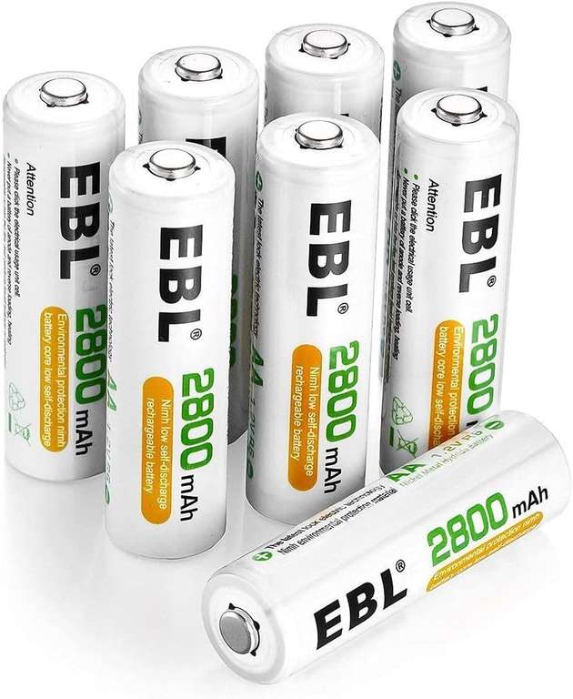 8 EBL AA Rechargeable Batteries 2800mAh - Sold By EBL FBA