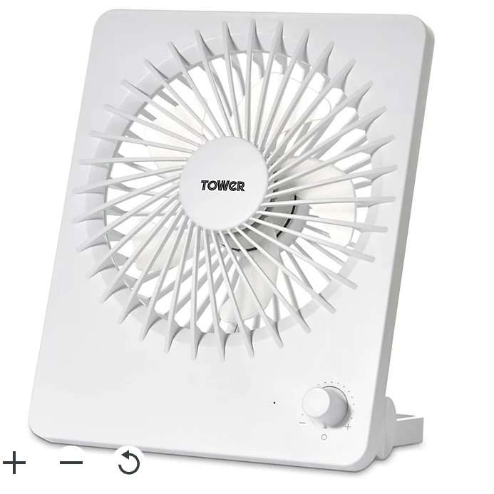 Fan clearance (discount at checkout) e.g. Black 16'" fan £12 / Tower 4" 5W Table fan £5 / Tower 12" 35W Table fan £12 (c+c)