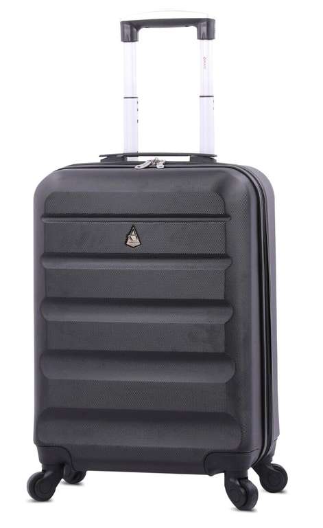 Hard Shell 4 Wheel Carry On Hand Cabin Luggage Suitcase Black Grey 55x38x20 W/Code @ Packed Direct
