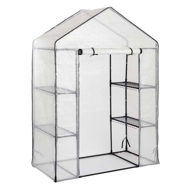 Walk-In Plastic Greenhouse with Shelves