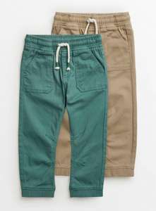 Teal & Beige Woven Trousers 2 Pack 1-1.5 years free C+C