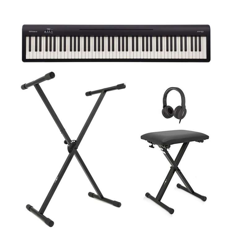 Roland FP-10 Digital Piano (Black) + Stand + Stool and Headphones
