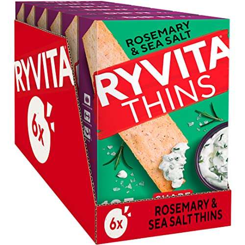 Ryvita Rosemary & Sea Salt Thins | Dipping, Snacking, Sharing | Fibre | Healthy | 6 Packs of 125g - £6.60 @ Amazon