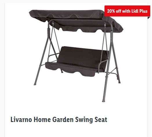 Livarno Home Garden Swing Seat: £89.99 (£71.99 Via Lidl Plus App) @ Lidl