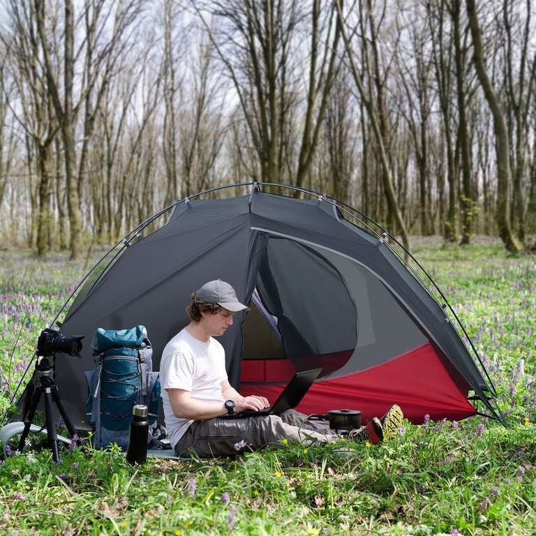 Camping Tent, Compact 2 Man Dome Tent - Dark Grey £65.99 @ The Range